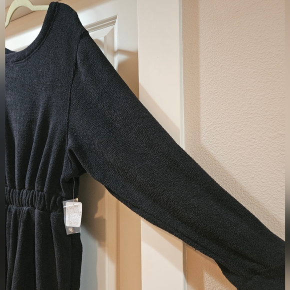 Free People Keepin It Real Jumpsuit Long Sleeve Scoop Neck Button Back Black NWT - Picture 8 of 16